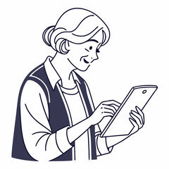 Senior woman using tablet happy smiling technology elderly