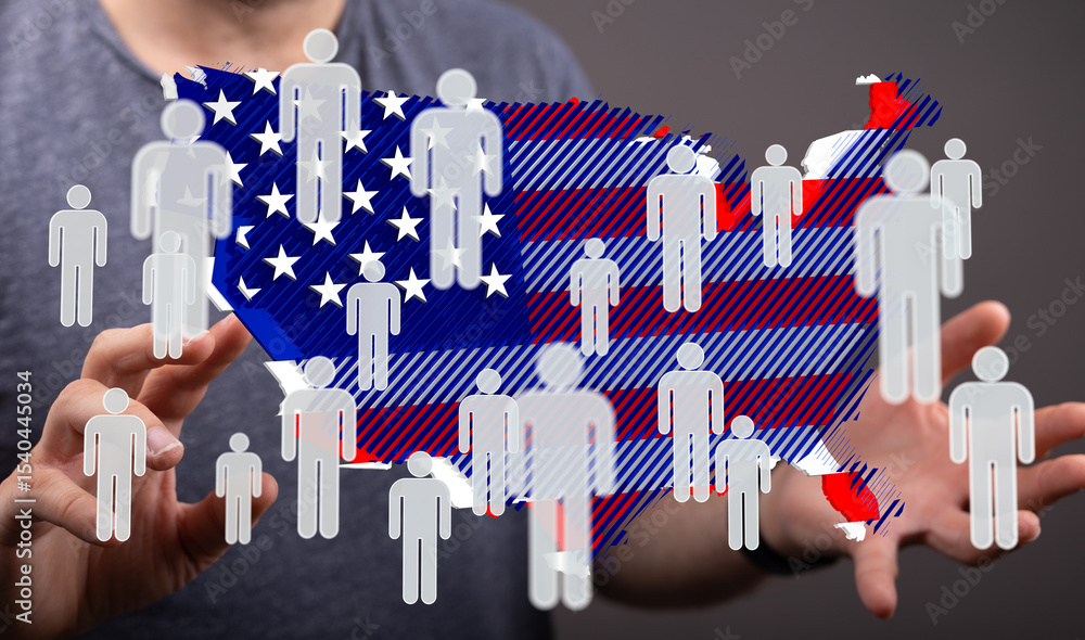 Poster visual representation of us population density. ideal for demographic, census, or location-based dat