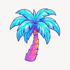 Vibrant tropical palm tree illustration.