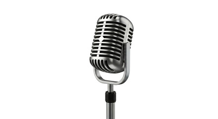 Vintage microphone silver microphone condenser microphone studio microphone recording microphone classic mic 100 on transparent background
