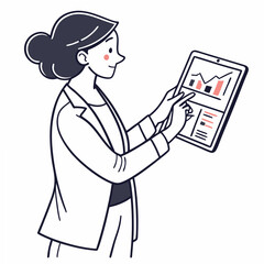 Professional woman analyzing data on tablet clean cutout image