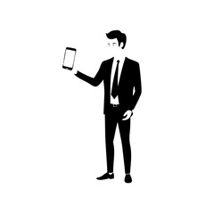 Clean cut vector silhouette of man in formal attire