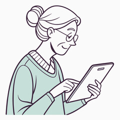 Elderly woman using tablet technology senior citizen digital device