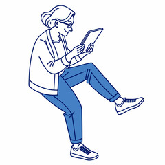 Senior woman using tablet digital device technology modern lifestyle