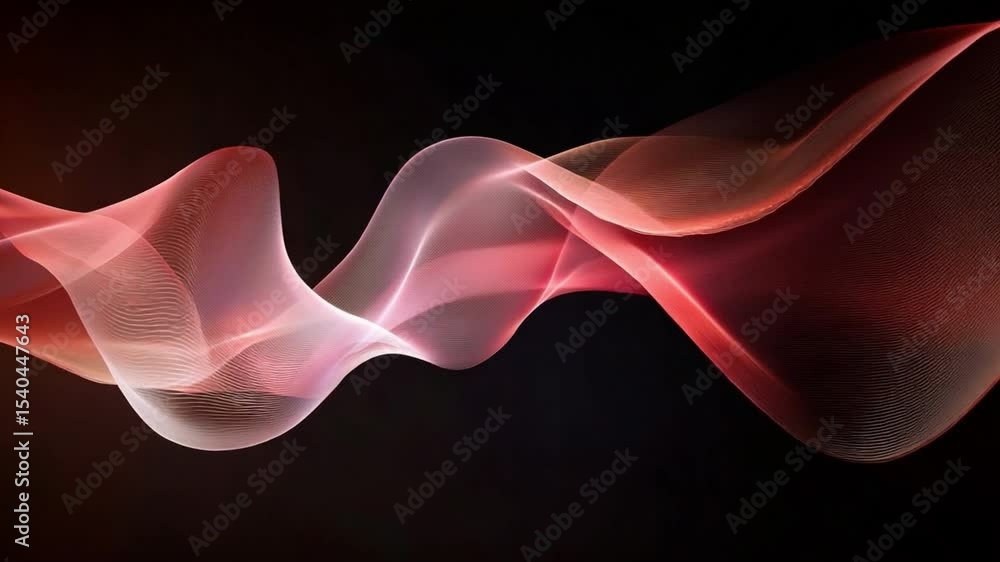 Aufkleber Abstract Glowing Wave: A captivating artistic rendering of a glowing, flowing wave of light, with a dynamic play of colors and shapes. The dark background enhances the radiance of the wave.