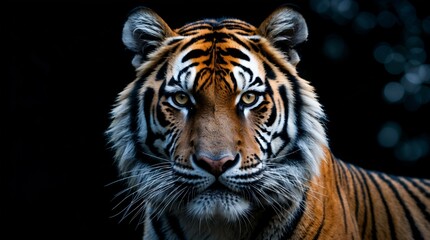 Fototapeta premium Tiger Portrait Staring Forward with Intense Gaze