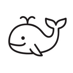 Whimsical Whale Illustration: A charming and adorable cartoon whale, illustrated with bold black lines. This image exudes a sense of joy, friendliness, and childlike wonder.