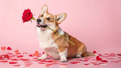 chihuahua puppy with pink rose