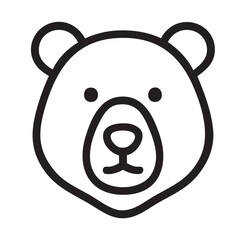 Bear Face Icon: A simple, yet engaging outline icon of a bear's face, exuding a friendly charm with its endearing features and clean lines.