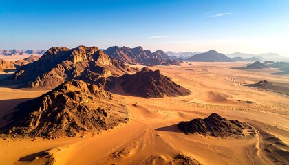 Naklejka premium Aerial Desert Landscape with Wadi Rum.