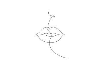 Simple illustration of lips vector continuous single line art
