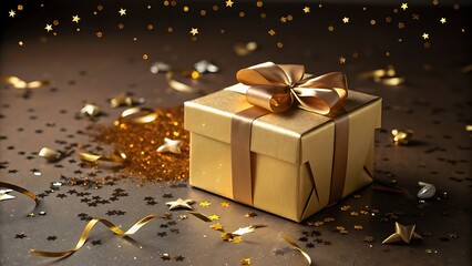 gift box with golden ribbon