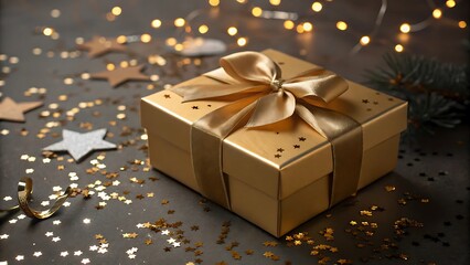 gift box with golden ribbon