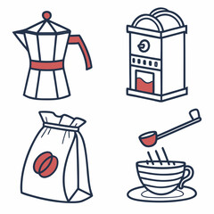 Coffee brewing methods equipment beans cup illustration