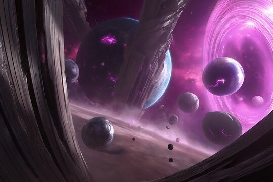 Planetary alignment with stellar vortex backdrop