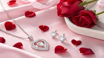 red rose and heart