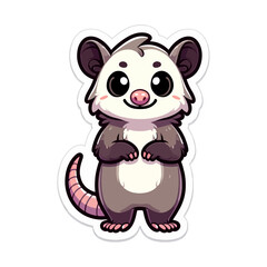 Obraz premium Cute Opossum in Kawaii Style Sitting with Funny Expression