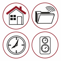 Professional home security system icons set isolated on white background