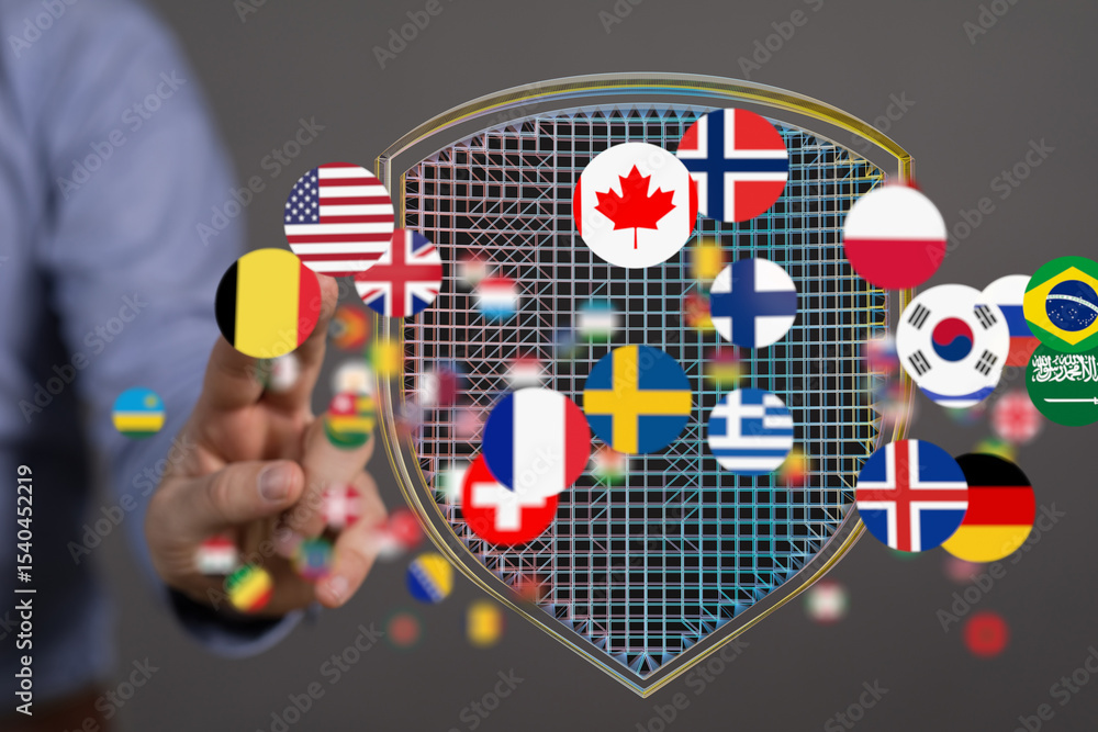 Poster secure your international business with robust cybersecurity solutions. protect data globally.