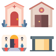 This location showcases a variety of unique entrances, featuring diverse architectural designs and colors. Each structure has its own charm, inviting visitors to explore further.