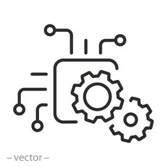 Obraz premium hybrid technology icon, mechatronics, innovation engineering, line symbol on white background - editable stroke vector illustration eps10