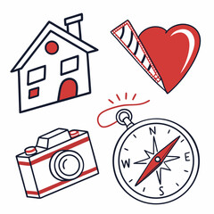 Travel adventure home sweet home compass camera heart