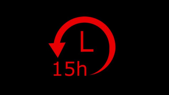 15hour Technology time line icon isolated , Clock icon animation .Digital  time managements .4k video 15hour animation.