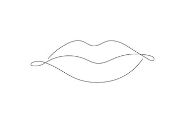 Simple illustration of lips vector continuous single line art
