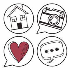 Home sweet home camera love chat bubbles design