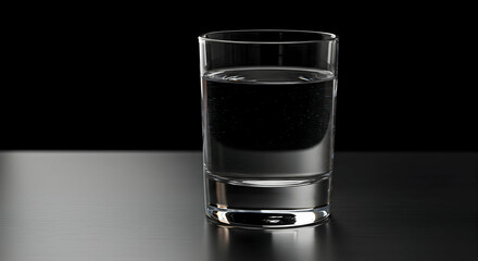 Glass of Water on Dark Surface Refreshment Still Life