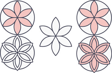 Geometric Scandinavian Floral Pattern with Modern Symmetry. Minimal Scandinavian Flower Pattern Design in Flat Style. Decorative Scandinavian Floral Art with Geometric Shapes. Elegant Geometric Flower