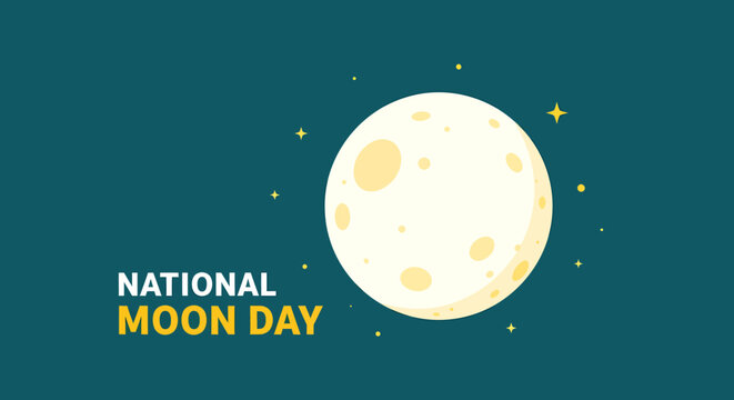 National Moon Day Illustration with Stars and Yellow Theme
