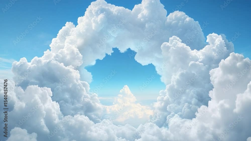 Poster heavenly cloud formation: a mesmerizing view of a unique, cloud formation against a vibrant blue sky