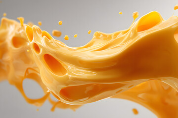 Melting cheddar cheese flowing, transparent backdrop highlighting golden dairy richness for culinary graphic design