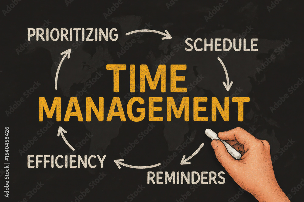Poster effective time management drives productivity by balancing prioritizing tasks planning schedules set