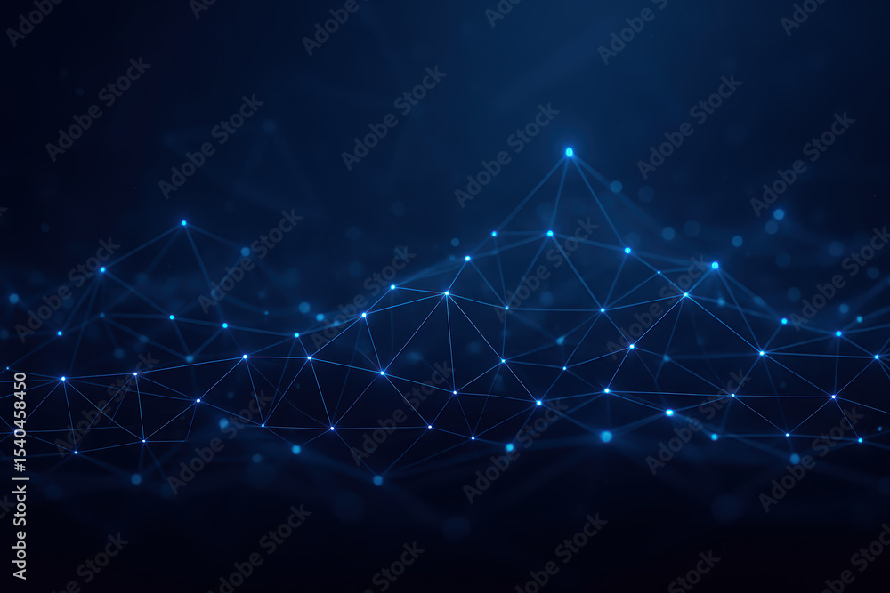 Poster connectivity and network integration shine through an intricate web glowing nodes and lines symboliz