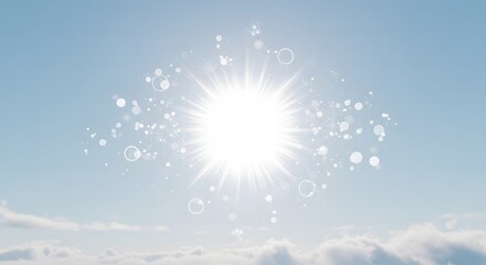 Portal of radiant light expanding in a clear sky over distant clouds during a bright afternoon