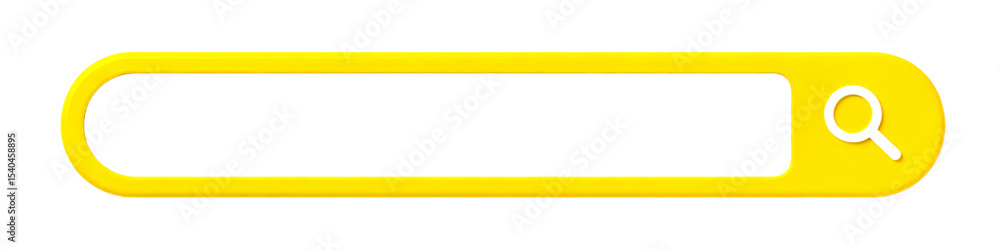 Poster yellow search bar, rounded rectangle shape, isolated on transparency background, modern minimal desi