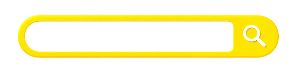 Obraz premium Yellow search bar, rounded rectangle shape, isolated on transparency background, modern minimal design, blank input field, cheerful and inviting for web or app interface