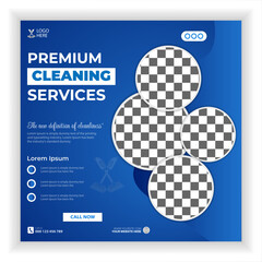 Cleaning service social media banner or Instagram post template poster,