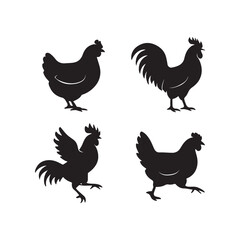 set of chicken silhouettes