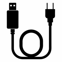 OTG Cable silhouette black vector on white background
