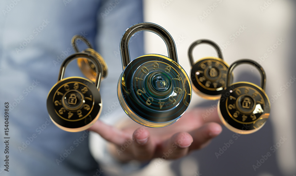 Aufkleber Safeguard your information with strong passwords and multiple security layers.  Protect your digital assets.