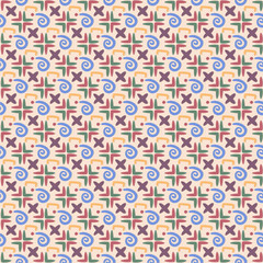 Colorful Abstract Geometric Seamless Pattern, Hand-Drawn Doodle Style Repeating Design for Fabric, Wallpapers, Wrapping Paper, Stationery, Scrapbooking, Digital Backgrounds, and Home Decor Projects