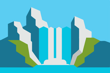 Majestic Waterfall Landscape A Serene Nature Illustration