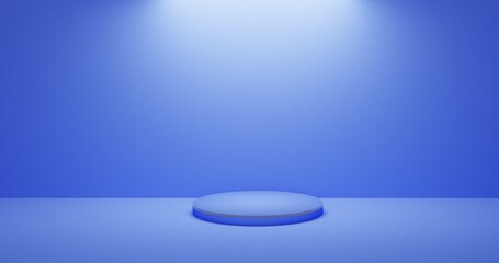 Blue Minimal Podium Stage with Soft Lighting for Branding and Advertising Scene 3D Render