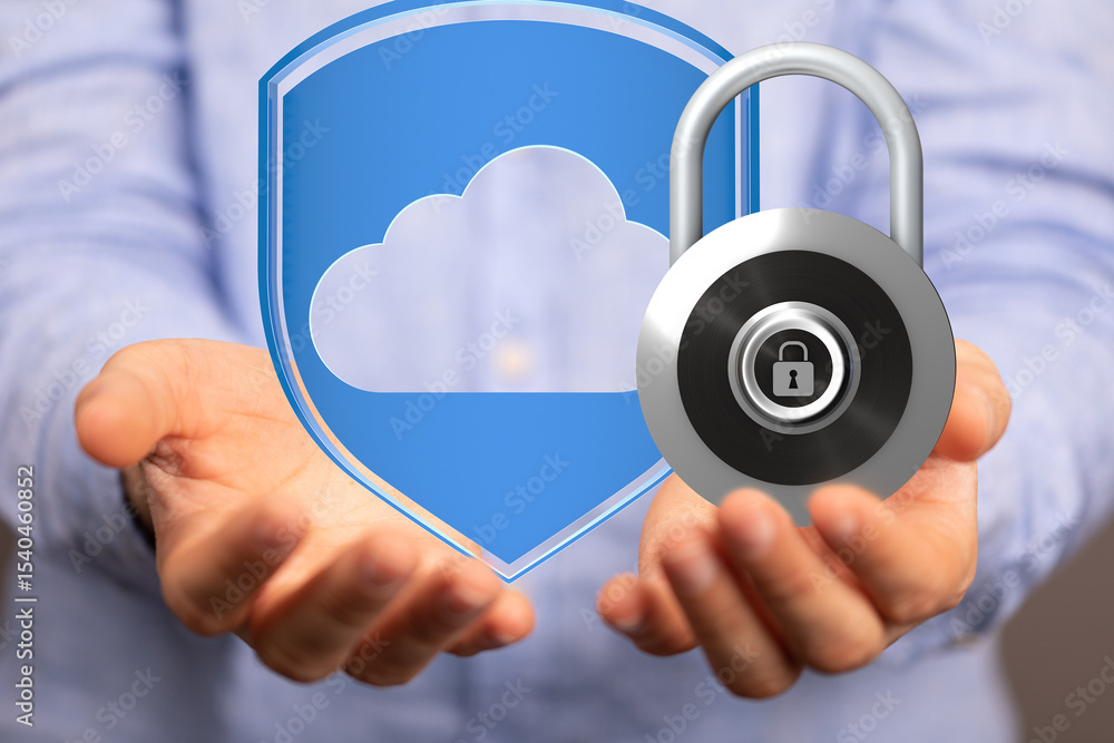 Fototapete protecting your data in the cloud is crucial. this image represents secure cloud storage and data en