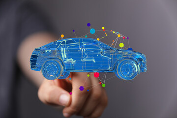 A futuristic digital car model.  Perfect for automotive, technology, and innovation concepts.