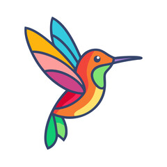 Obraz premium Colorful vector illustration of a hummingbird in flight, symbolizing freedom, energy, and nature