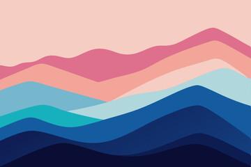 Fototapeta premium Abstract Mountain Landscape Serene Pastel Hues and Layered Peaks